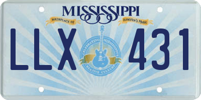MS license plate LLX431