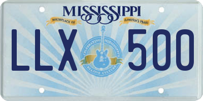 MS license plate LLX500