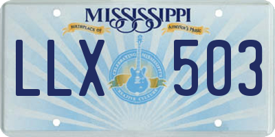 MS license plate LLX503