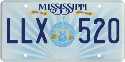 MS license plate LLX520