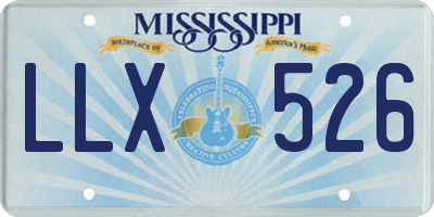 MS license plate LLX526