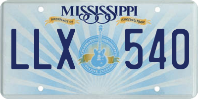 MS license plate LLX540