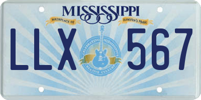 MS license plate LLX567