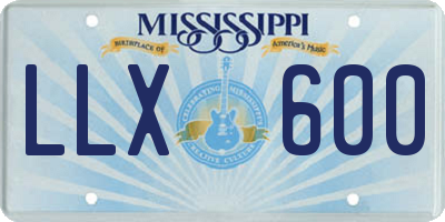 MS license plate LLX600