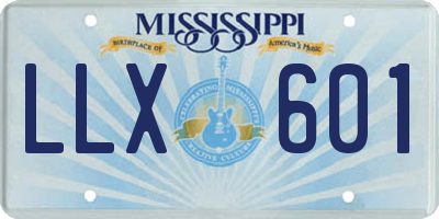 MS license plate LLX601