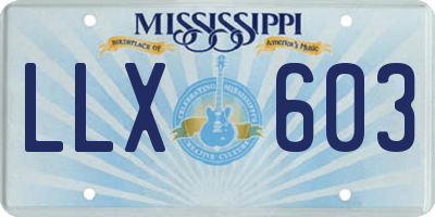 MS license plate LLX603