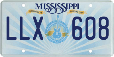 MS license plate LLX608