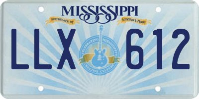 MS license plate LLX612