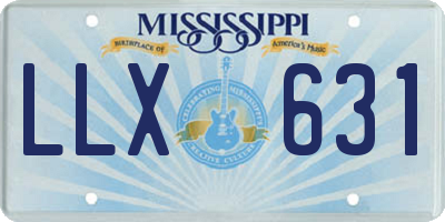 MS license plate LLX631
