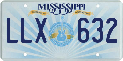 MS license plate LLX632