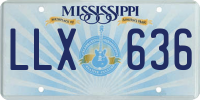 MS license plate LLX636