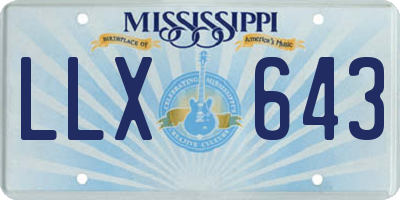 MS license plate LLX643