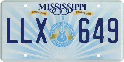 MS license plate LLX649