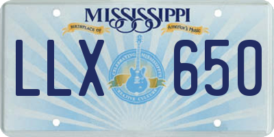 MS license plate LLX650