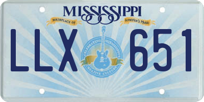 MS license plate LLX651