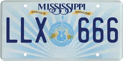 MS license plate LLX666