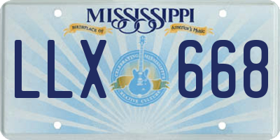 MS license plate LLX668