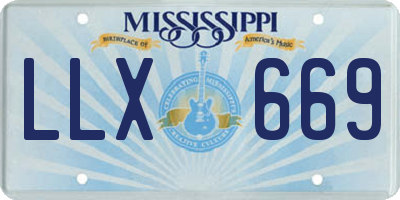 MS license plate LLX669