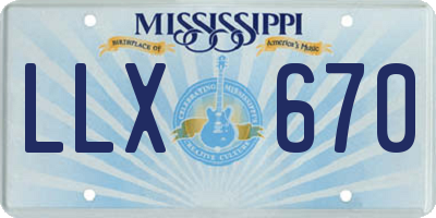 MS license plate LLX670