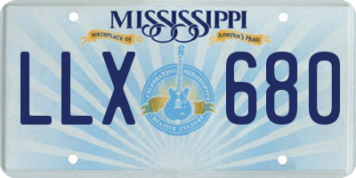 MS license plate LLX680