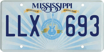 MS license plate LLX693
