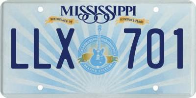 MS license plate LLX701