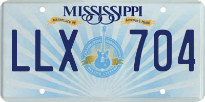 MS license plate LLX704