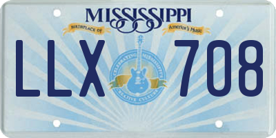 MS license plate LLX708