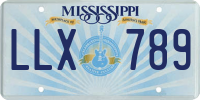 MS license plate LLX789