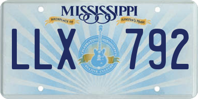 MS license plate LLX792