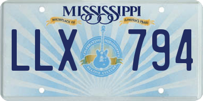 MS license plate LLX794