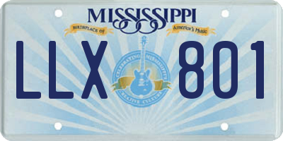MS license plate LLX801