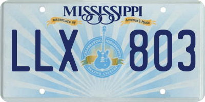 MS license plate LLX803