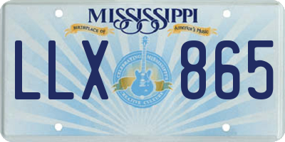 MS license plate LLX865