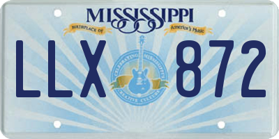 MS license plate LLX872