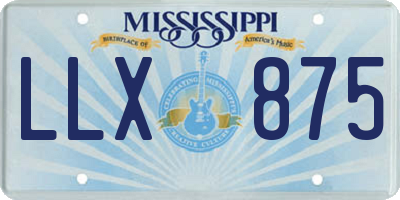 MS license plate LLX875