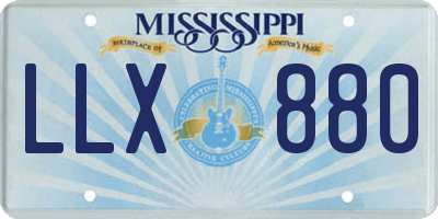MS license plate LLX880