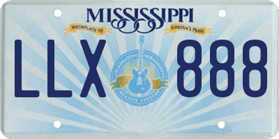 MS license plate LLX888