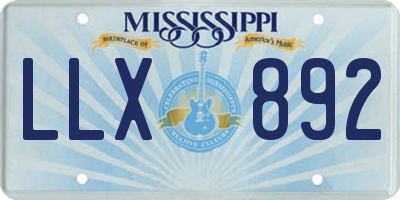 MS license plate LLX892