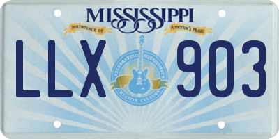 MS license plate LLX903