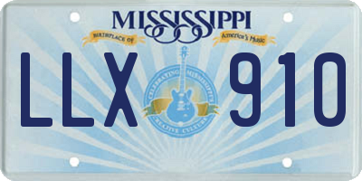 MS license plate LLX910