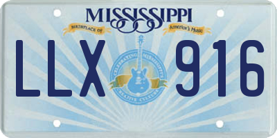 MS license plate LLX916