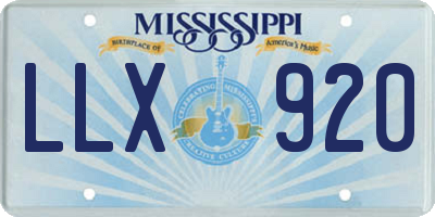 MS license plate LLX920