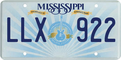 MS license plate LLX922