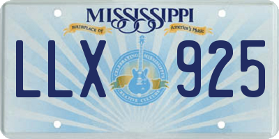 MS license plate LLX925