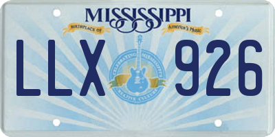 MS license plate LLX926
