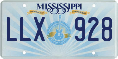 MS license plate LLX928