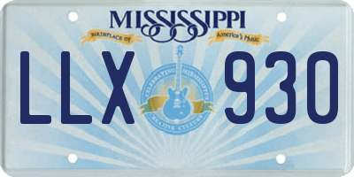 MS license plate LLX930