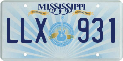 MS license plate LLX931