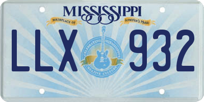 MS license plate LLX932